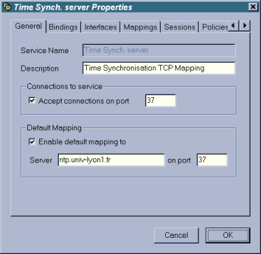 Configuration d'un service TCP dans Wingate